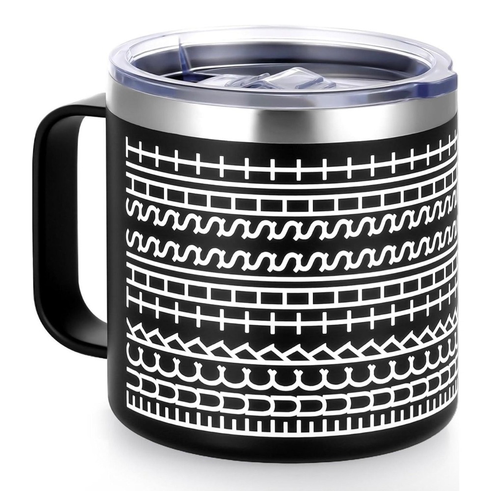 Hidden Message Coffee Mug 14oz Insulated Stainless Steel Novelty Cup Black White